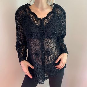 Elegant Black Lace Women's Top